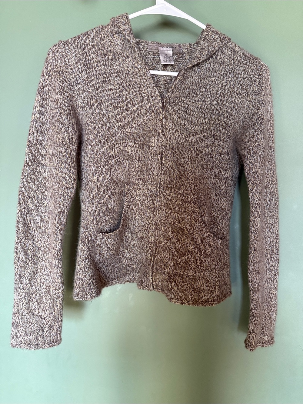 Women’s Brown Marled Zip-Front Sweater Hoodie